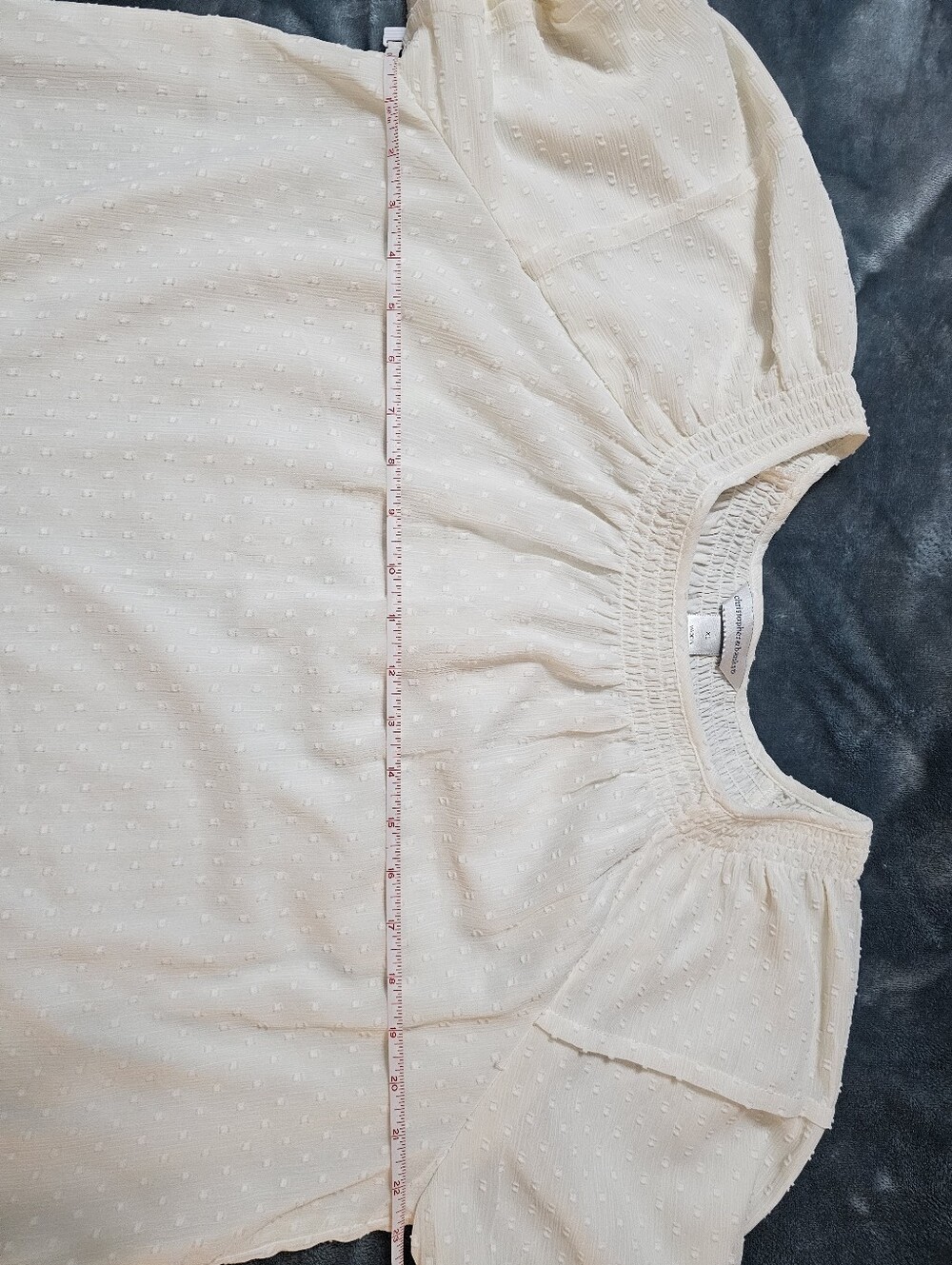 Christopher & Banks Cream Swiss Dot Peasant Blouse - Picture 6 of 7